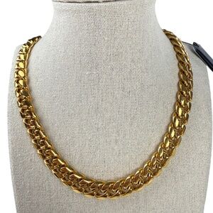 Aqua Unisex Gold Tone Chunky Curb Cuban Link Chain Necklace